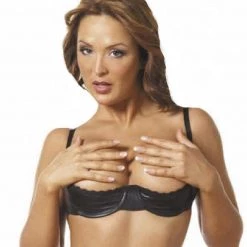 Allure Leather Tops Lace Trimmed Leather Shelf Bra