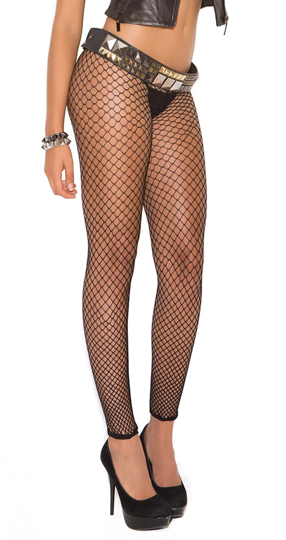 Elegant Moments PS Stockings-Bodystk Plus Size Black Net Leggings