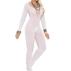 Elegant Moments Plus Size Opaque Long Sleeve Bodystocking 3-colors