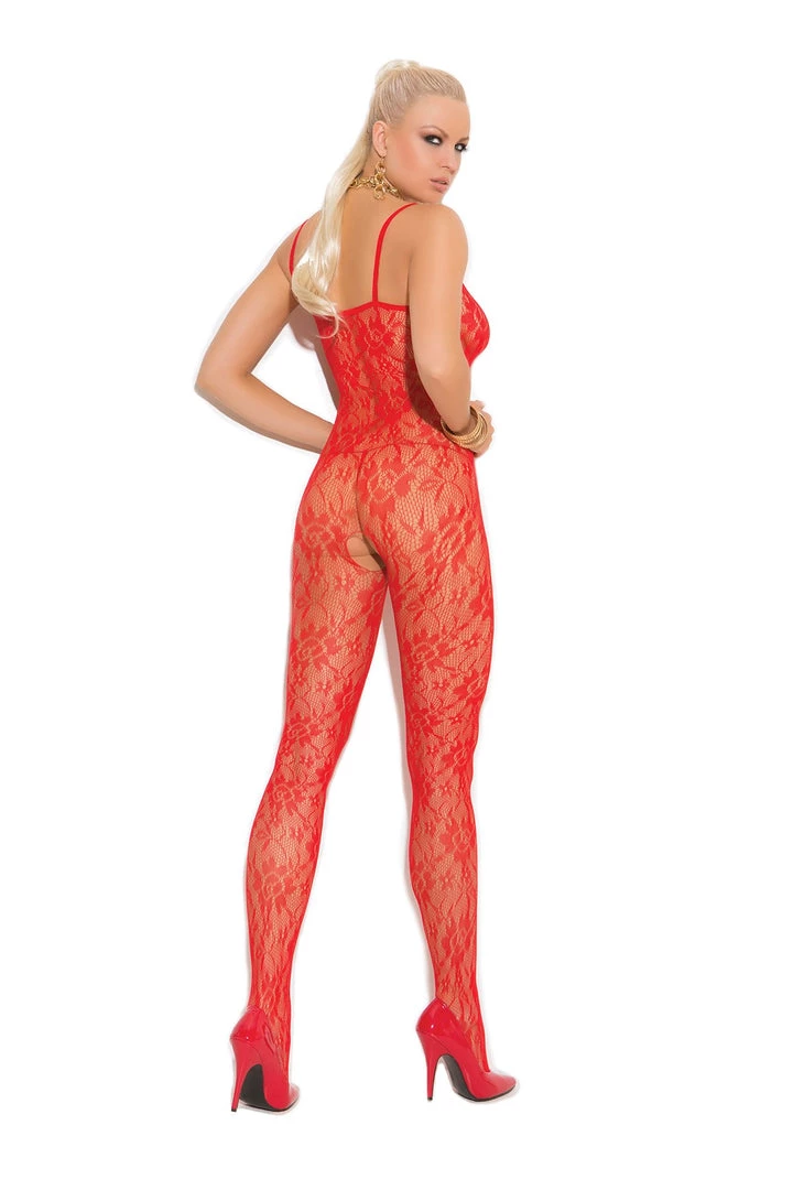 Elegant Moments Rose Lace Bodystocking Red Or Black