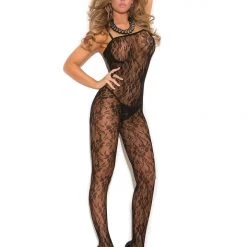 Elegant Moments Rose Lace Bodystocking Red Or Black