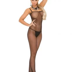 Elegant Moments PlusSize Plus Size Seamless Fishnet Criss-Cross Back Bodystocking