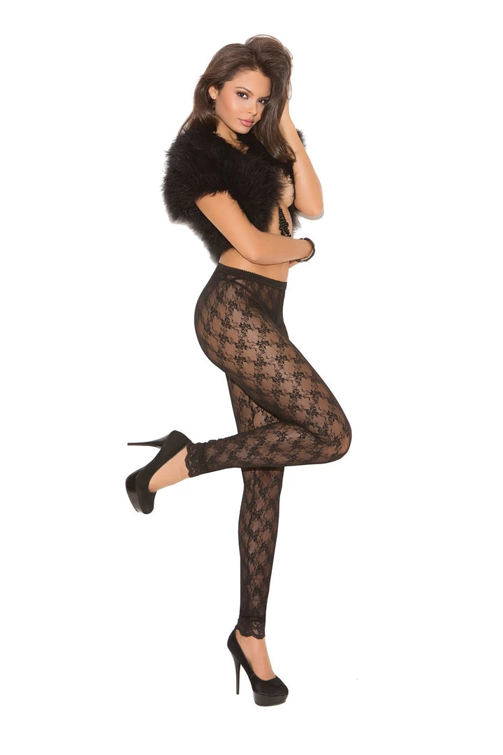Elegant Moments Black Lace Leggings