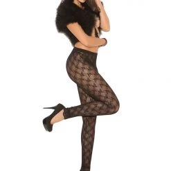 Elegant Moments Plus Size Black Lace Leggings