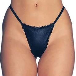 Allure Plus Size Leather Thong With Lace Trim