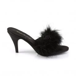 Pleaser Feather Trim Slipper Shoe With 3-inch Heel 4-colors