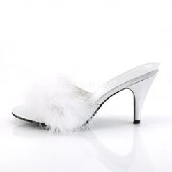 Pleaser Feather Trim Slipper Shoe With 3-inch Heel 4-colors