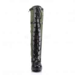 Pleaser Front Lace-Up Knee High Military Boot With Star And 4-inch Spike Heel