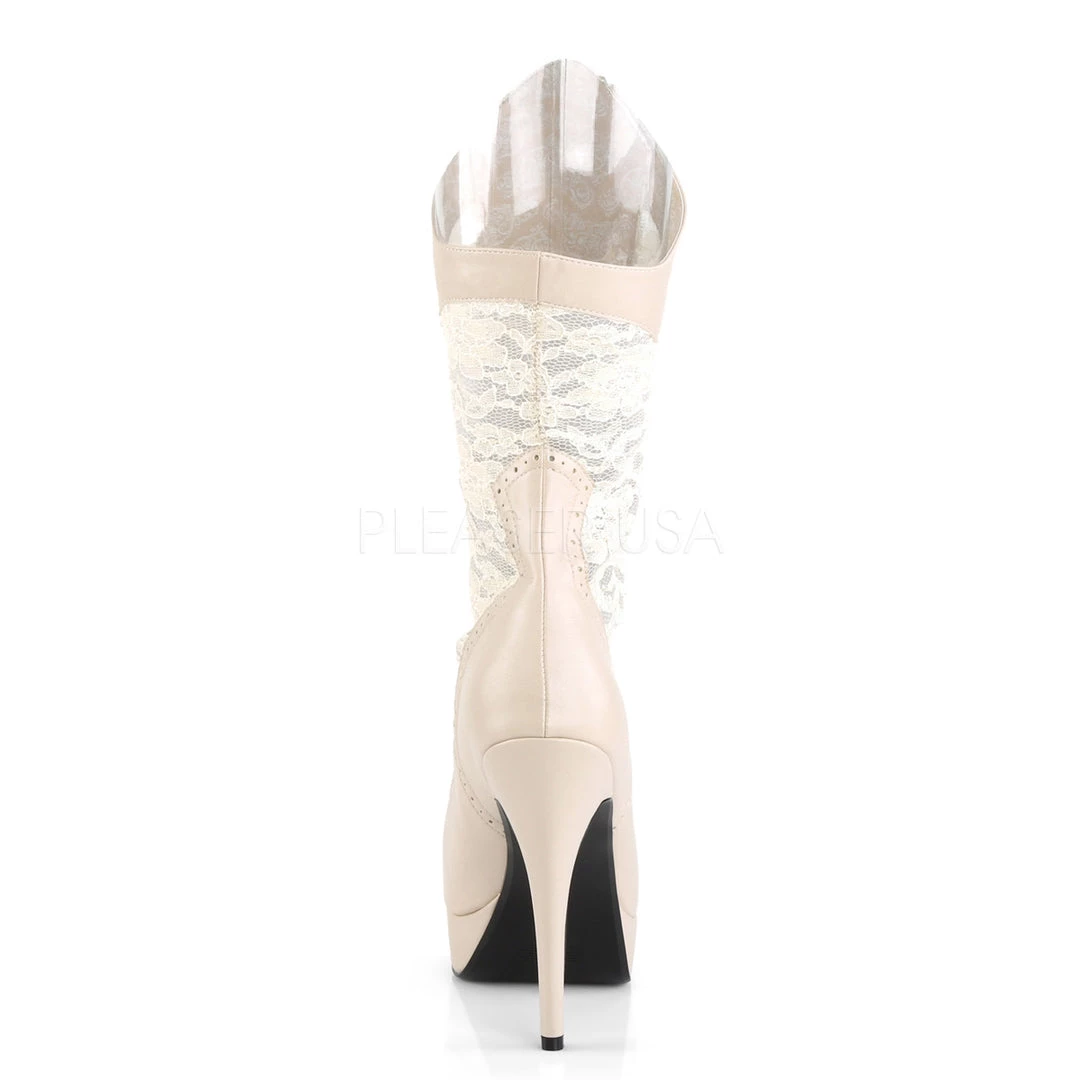 Pleaser Wide Width/Shaft Calf High Boot With 5-inch Heel