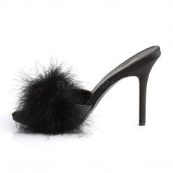 Pleaser Marabou Feather Slipper With 4-inch Heel 4-colors PS-CLASSIQUE-01F Spike Heel
