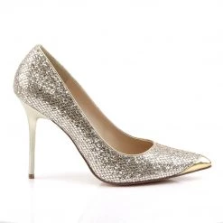 Pleaser Gold Glittery Pump Shoe With 4-inch Heel, Sizes 5-16, CLASS-20-GG