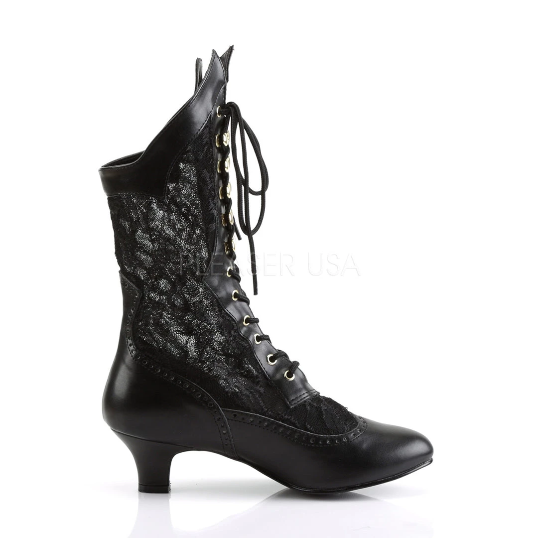 Pleaser Victorian Lace Ankle Boots With 2-inch Heel 3-colors