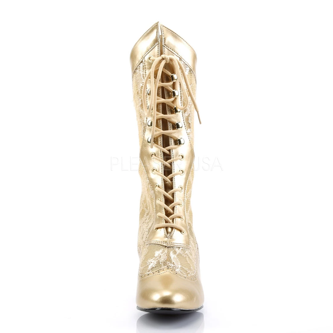 Pleaser Victorian Lace Ankle Boots With 2-inch Heel 3-colors