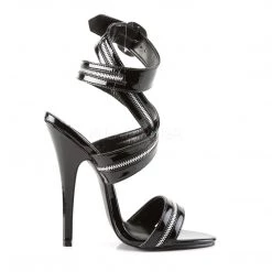 Pleaser Ankle Strap Black Zipper Strap Sandal With 6-inch Heel