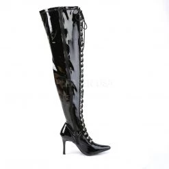 Pleaser Size 7-8 Plus Size Lace-Up Thigh High Boots With 4-inch Heels DOM3024X