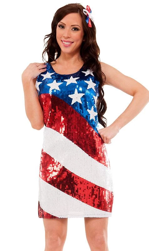 Rubie's DY-19505 American Flag Sequin Dress
