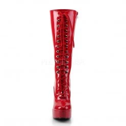 Pleaser Lace-Up Platform Knee Boot With 5-inch Chunky Heel