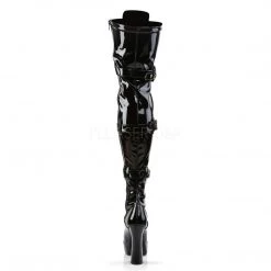 Pleaser Front Lace-Up Thigh High Boot With Buckles ELECTRA3028