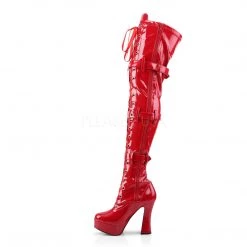 Pleaser Front Lace-Up Thigh High Boot With Buckles ELECTRA3028