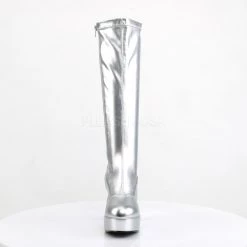 Pleaser Silver Platform GoGo Boot With 4-inch Heel