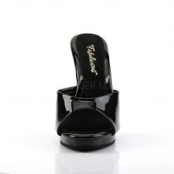 Pleaser Black Slippers With 4-inch Heels PS-FLAIR-401-2 Spike Heel