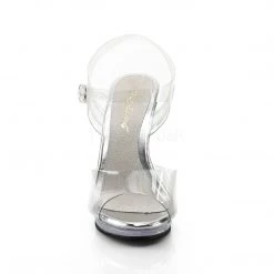 Pleaser Clear Sandals With 4.5-inch Spike Heels PS-FLAIR-408