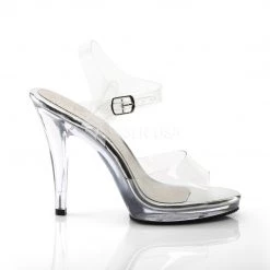 Pleaser Clear Sandals With 4.5-inch Spike Heels PS-FLAIR-408