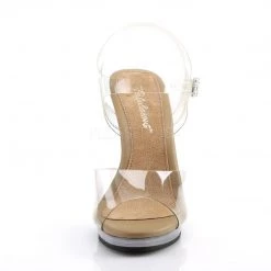Pleaser Clear Sandals With 4.5-inch Spike Heels PS-FLAIR-408