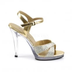 Pleaser Criss Cross Strap Glitter Sandals With 4.5-inch Heels PS-FLAIR-419G