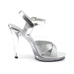Pleaser Criss Cross Strap Glitter Sandals With 4.5-inch Heels PS-FLAIR-419G