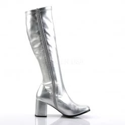 Pleaser GoGo Boots 3-inch Heel 12-colors Silver