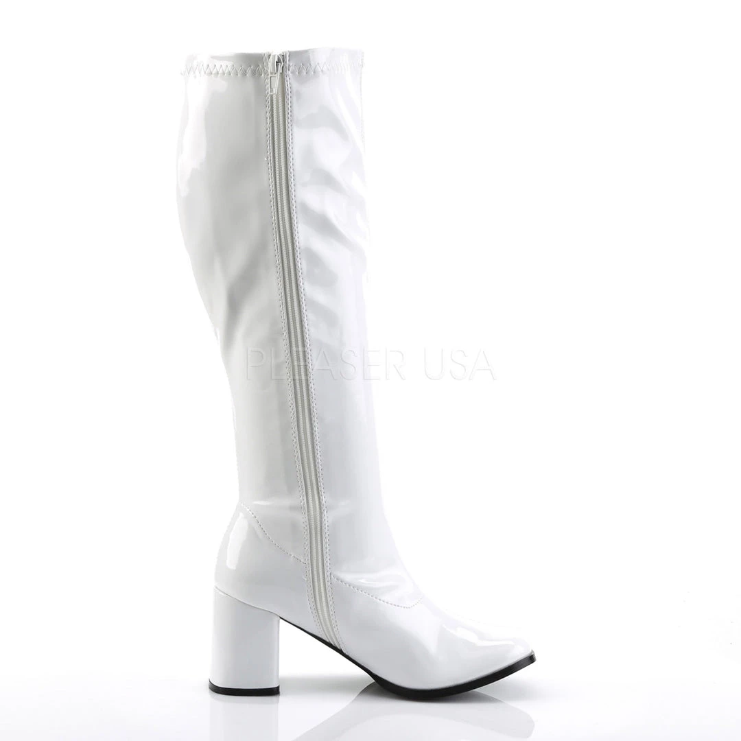 Pleaser Knee High Plus Size Wide Calf GoGo Boots With 3-inch Heels