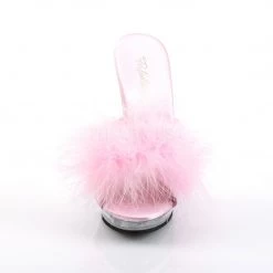 Pleaser Slipper Shoes Feather Slipper Shoe With Clear 5-inch Heel 4-colors