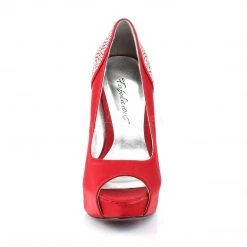 Pleaser Flag Gear Hidden Platform Peep Toe Pump With Rhinestones On 5-inch Heel Red Or Blue