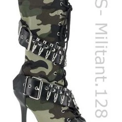 Pleaser PS-Militant-128 Camouflage Knee Boor With 4 Inch Heel