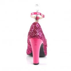 Pleaser Round Toe Glitter Pump With 4-inch Heel PS-QUEEN-01 Ankle Strap