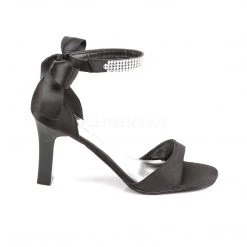 Pleaser Black Bow Sandals With 3.25-inch Block Heels PS-ROMANCE-372 Ankle Strap