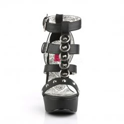 Pleaser T-Strap Sandal With Studs And Rings 5-inch Heel PS-TEEZE-42W Spike Heel