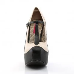 Pleaser Pumps Two Tone T-Strap Pump Shoes With 5-inch Spike Heels PS-TEEZE-45W