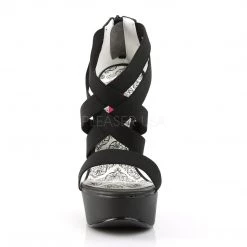 Pleaser Spike Heel Black Crisscross Close-Back Peep Toe Sandal Shoes With 5-inch Heel PS-TEEZE-47W