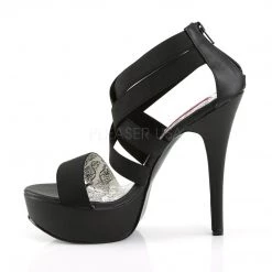 Pleaser Spike Heel Black Crisscross Close-Back Peep Toe Sandal Shoes With 5-inch Heel PS-TEEZE-47W