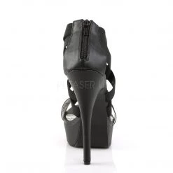Pleaser Spike Heel Black Crisscross Close-Back Peep Toe Sandal Shoes With 5-inch Heel PS-TEEZE-47W