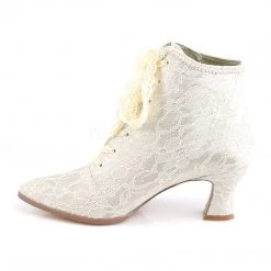 Pleaser White Lace Overlay Ankle Bootie 2.75-inch Heel PS-VICTORIAN-30