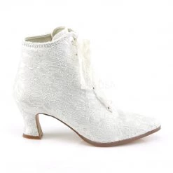 Pleaser White Lace Overlay Ankle Bootie 2.75-inch Heel PS-VICTORIAN-30