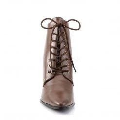 Pleaser Cream Lace-Up Ankle Boots With 2.27-inch Heels