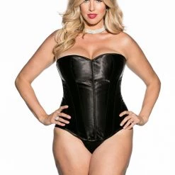 Shirley Plus Size Heavy Satin Corset With Lace-Up Back