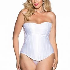 Shirley Plus Size Heavy Satin Corset With Lace-Up Back