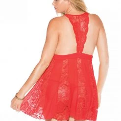 Shirley Plus Size Stretch Lace And Net Baby Doll PS Lingerie