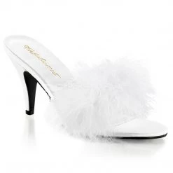 Pleaser Feather Trim Slipper Shoe With 3-inch Heel 4-colors