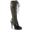 Pleaser Front Lace-Up Knee High Military Boot With Star And 4-inch Spike Heel